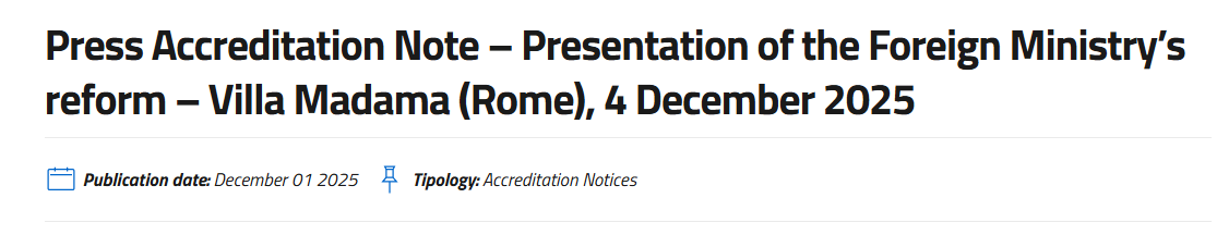 Presentazione della riforma del Ministero degli Affari Esteri e della Cooperazione Internazionale (MAECI)